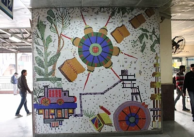 Witness the colours of development, education and technology at Karol Bagh metro station. (Photo Credit: DMRC)