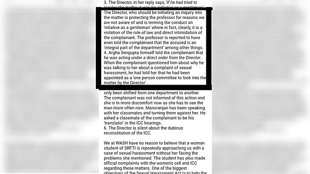 WASH’s email, marked to the director, I&B Ministry and the Women’s Commission.