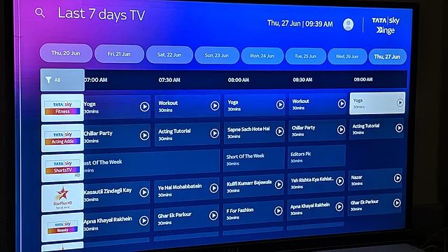 All the TV shows listed on the app interface.