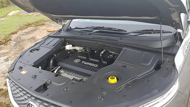 The MG Hector's engine - both petrol and diesel seem quite tiny in the large engine bay. 