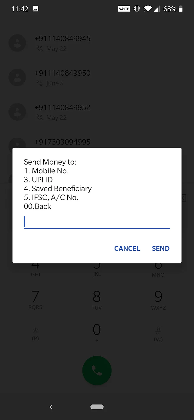 You are given seven options of sending money to the recipient.