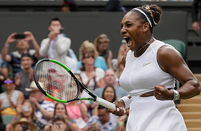 Serena Williams celebrates a victory during the 2019 Wimbledon.