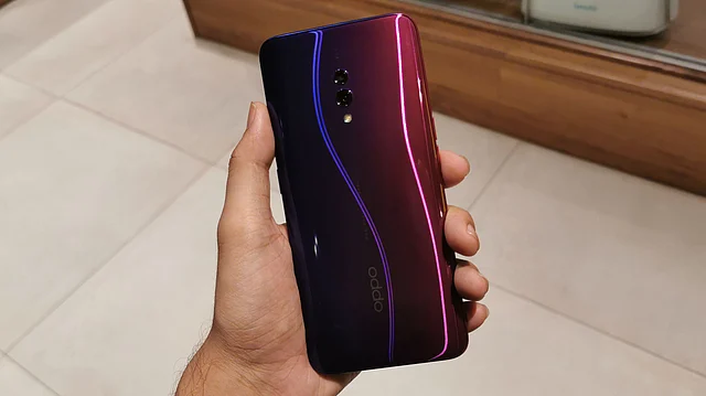 The Oppo K3 comes with a plastic back.