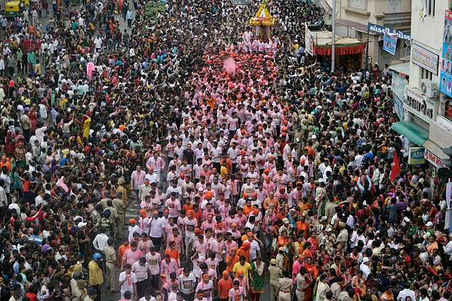 Lakhs of devotees flocked the 18-km route during Rath Yatra.