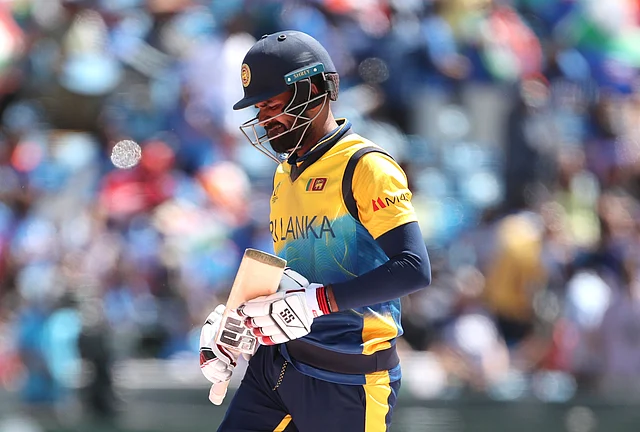 Sri Lanka’s Lahiru Thirimanne reacts as he leaves the field after being dismissed by India’s Kuldeep Yadav during the Cricket World Cup match between India and Sri Lanka at Headingley in Leeds, England, Saturday, July 6, 2019. 