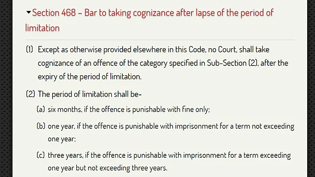 Section 468 of the CrPC lays down the statute of limitations for reporting of various offences.