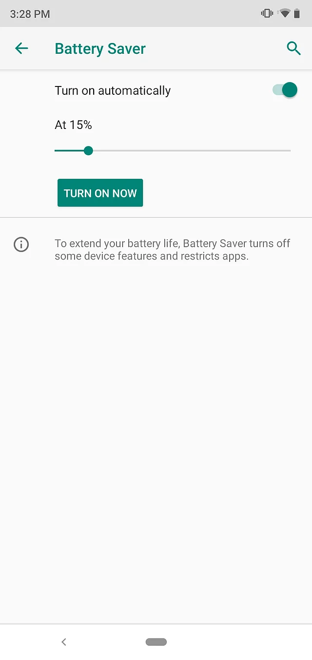 Enable the battery saver to get the most of your phone’s battery.
