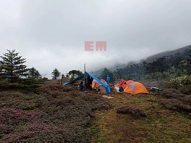 The search and rescue team’s camp near the crash site of the AN-32 aircraft in Arunachal Pradesh. 