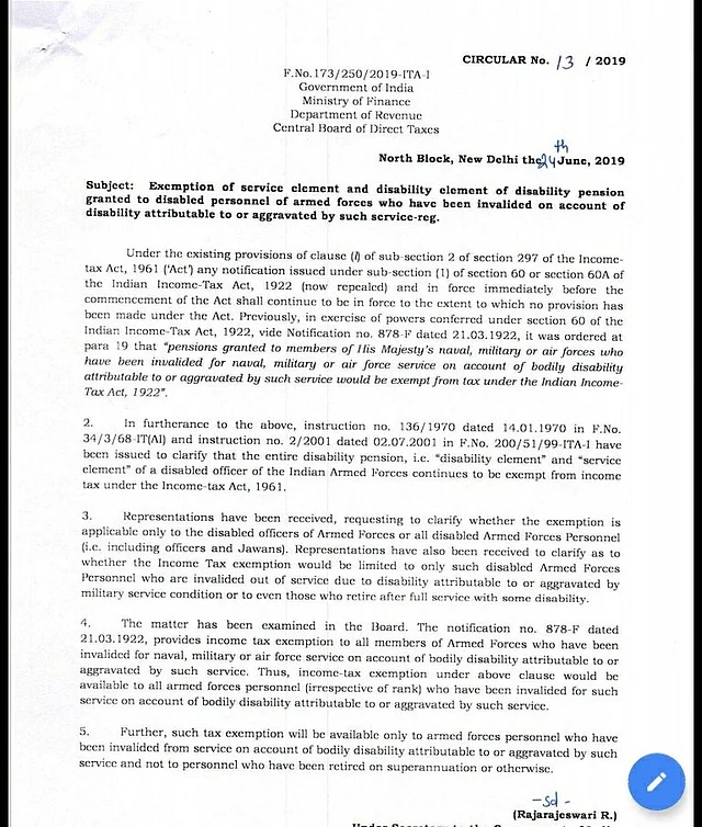 The Ministry of Finance circular on 24 June that announces a tax on disability pension.