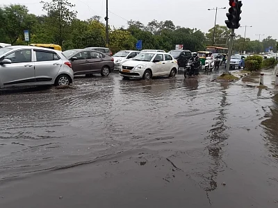 New Delhi: Delhi witnessed massive traffic jams due to water-logging during rains, in New Delhi on July 17, 2019. (Photo: IANS)