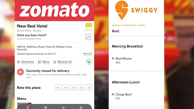 New Real Hotel is available on both Zomato and Swiggy.