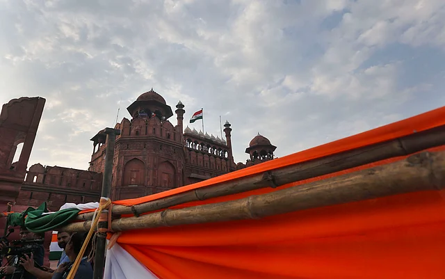 Preparations in full swing at the Red Fort in New Delhi ahead of PM Modi’s speech.