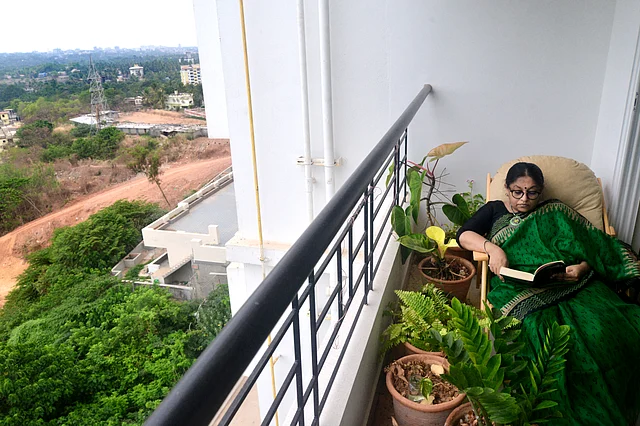 Indian writer KR Meera, who writes in Malayalam, in her apartment. Udupi, Karnataka, 2019.