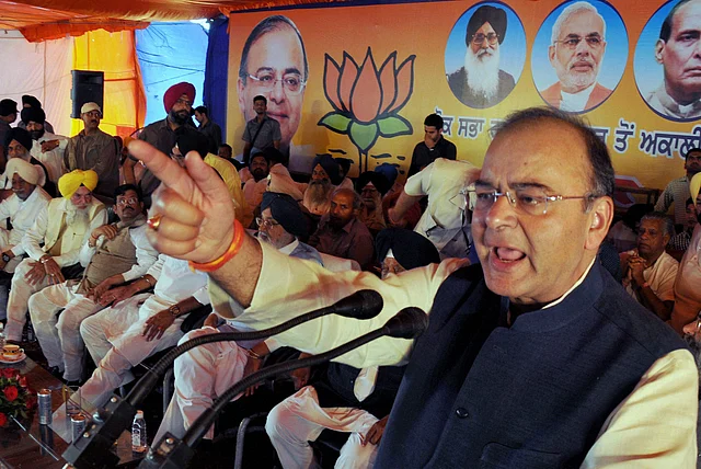 Arun Jaitley addressing a rally ahead of the 2014 Lok Sabha elections in Punjab.