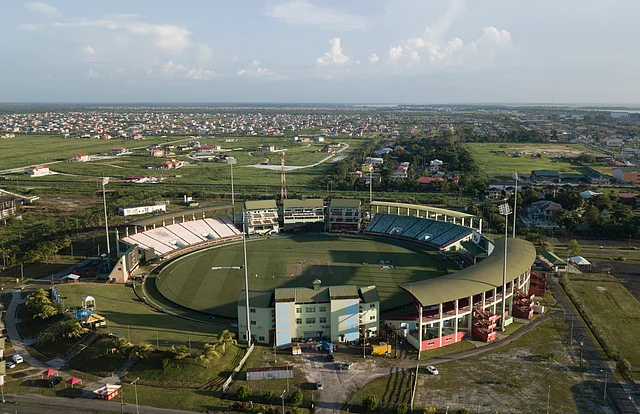 Aerial view of the National Stadium where India and West Indies will play their ODI series opener in Providence, Guyana.