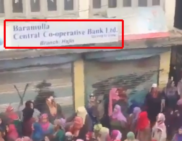 The hoarding of ‘Baramulla Central Co-operative Bank Ltd’ is highlighted in red.