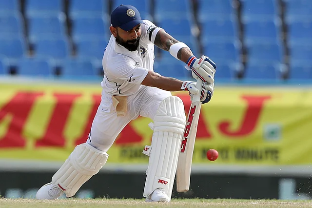 Virat Kohli was batting on 51 as India reached 185 for three at stumps on the third day of the match.