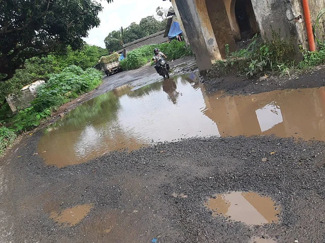 Potholes in Aarey Colony. 