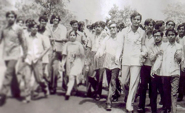 In this undated handout photo sourced from ABVP, we see Arun Jaitley after being elected Delhi University Students Union President in 1974 in New Delhi.