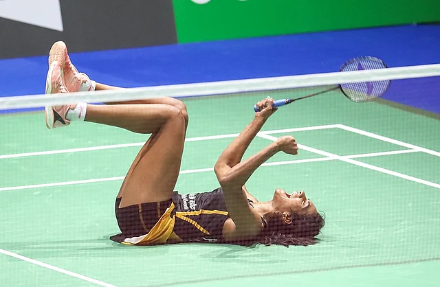 PV Sindhu will face either 2013 world champion Ratchanok Intanon of Thailand or 2017 winner Nozomi Okuhara of Japan in the final on Sunday.
