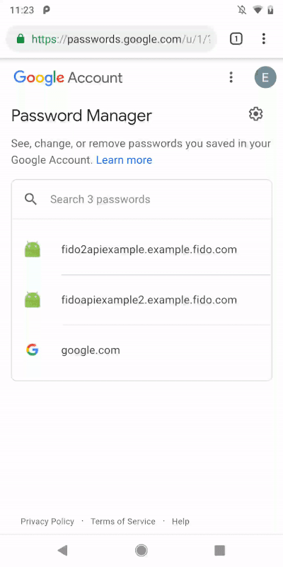 A demo of how the fingerprint authentication will work on Google.