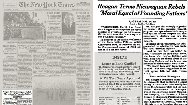 The full page of the NYT and the article about Reagan.