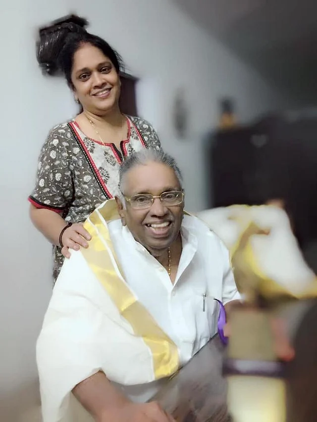 Sivan with daughter Sarita Rajeev Udayabhanu.