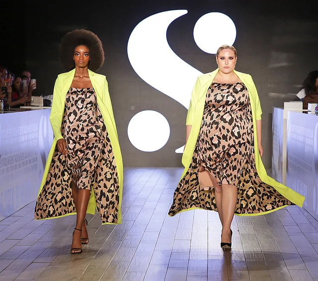 Models wear clothes by Serena Williams during New York’s Fashion Week in New York, Tuesday, Sept. 10, 2019.