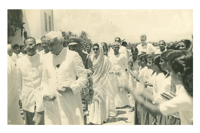 Jawaharlal Nehru with Indira Gandhi.