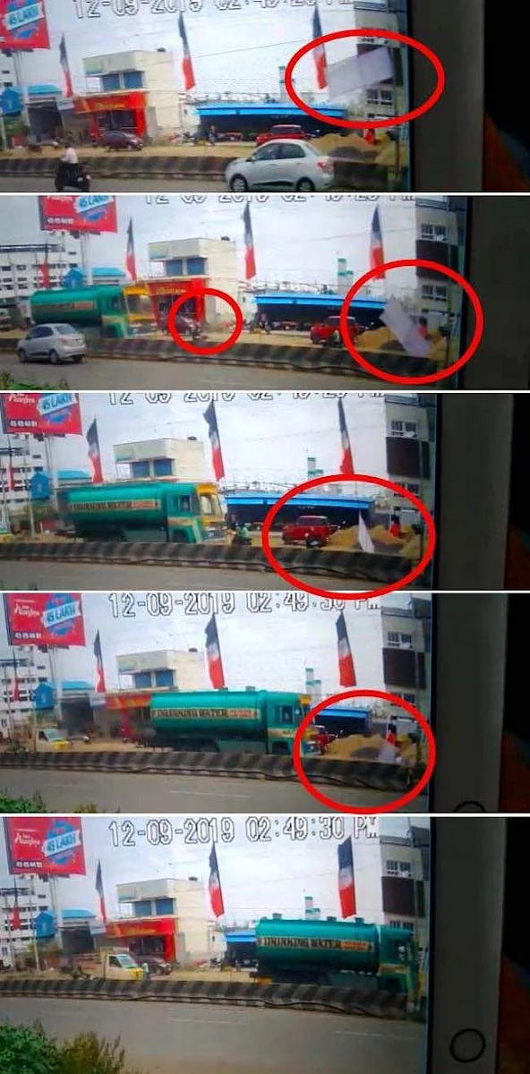CCTV footage of the accident.