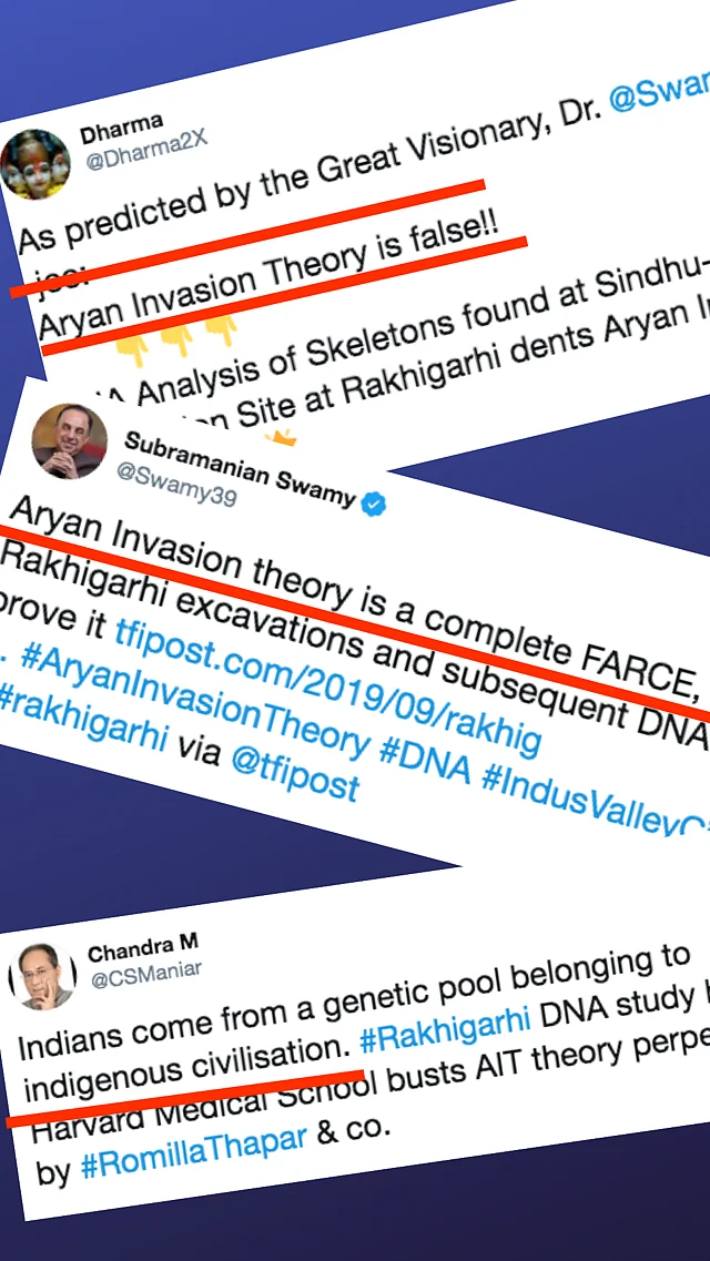 Screenshots of the tweets of the many who believe the Aryan Theory has now been debunked.