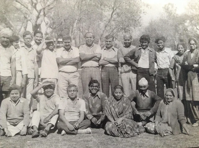 Mr. Ram Singh sitting third from left. (This picture was taken during the P.P.S. staff colony Holi celebrations in the late 1970s)