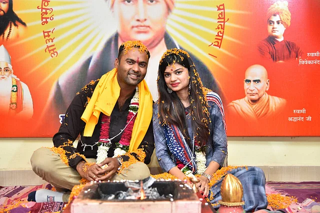 Anjali and Ibrahim on their wedding day.