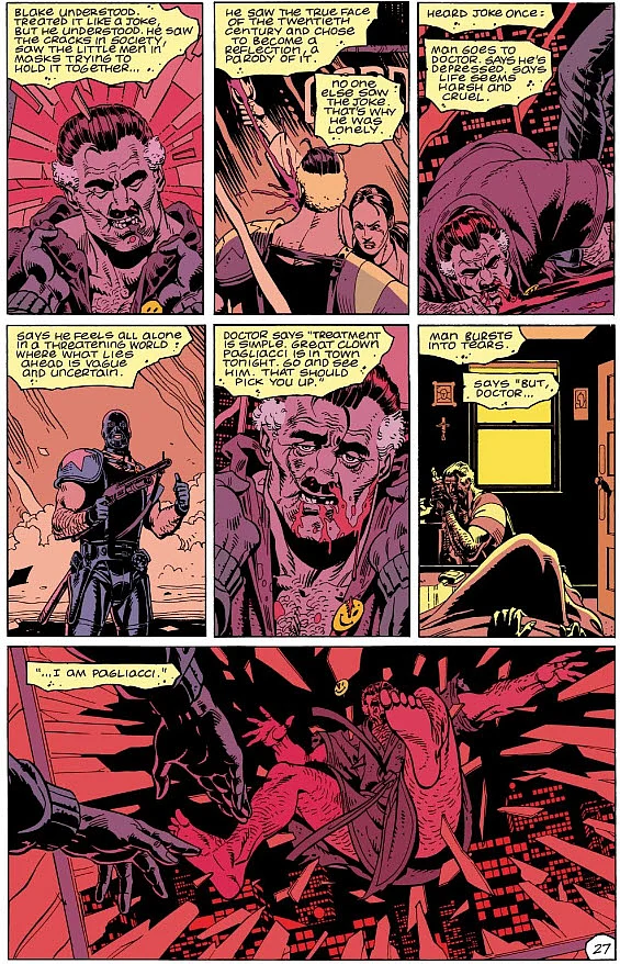 A page from <i>Watchmen</i>, which recounts the Pagliacci joke.