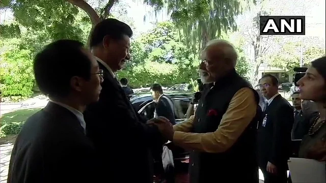 Prime Minister Narendra Modi and Chinese President Xi Jinping at the end of the second informal meet between the two countries.