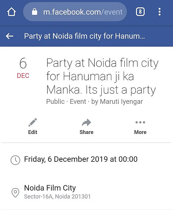 Screenshot of the Facebook event