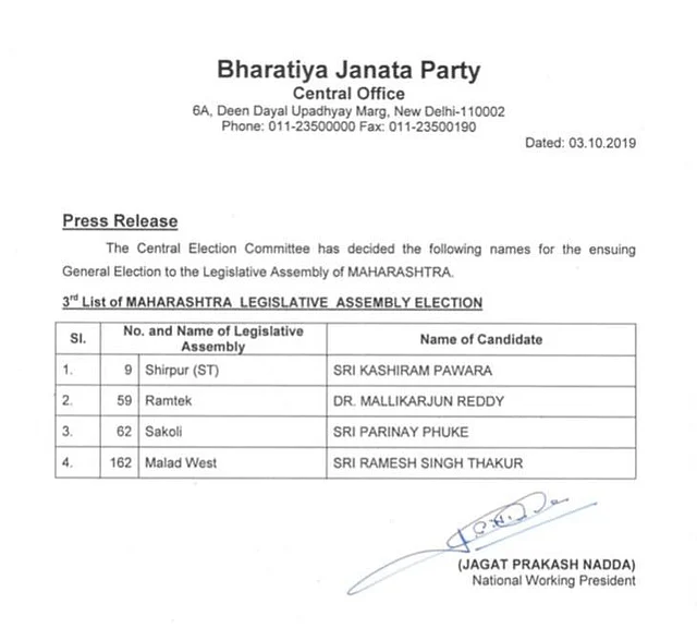Third list of candidates.