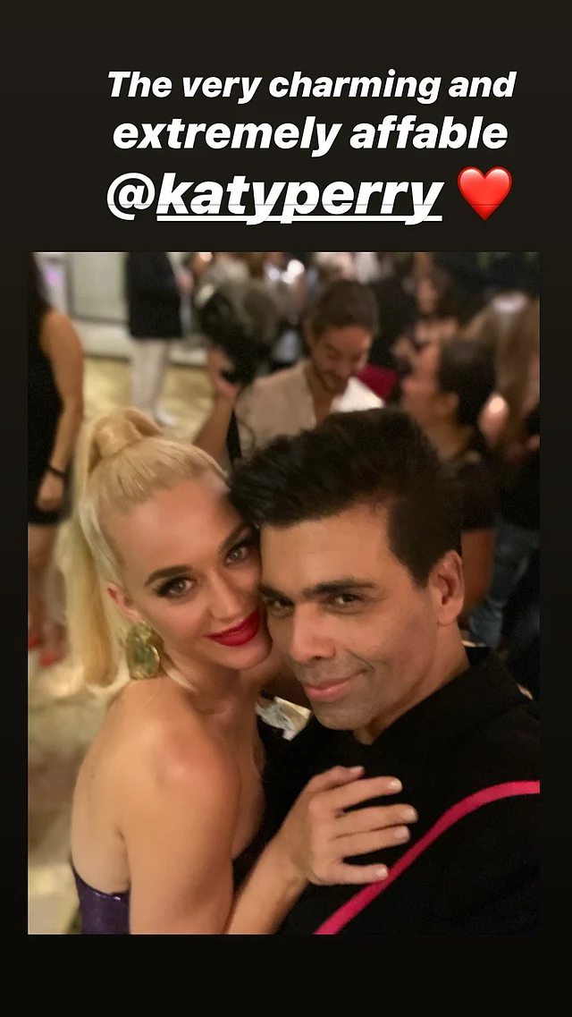 Host of the party, Karan Johar with Katy Perry. 