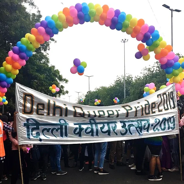 Protesters assemble at Jantar Mantar for the 12th Queer Pride Parade.
