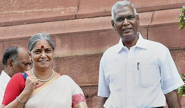 Annie Raja with CPI leader and husband D Raja
