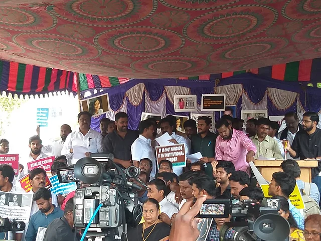 Student bodies protesting at Valluvar Kottam in Chennai on Tuesday.