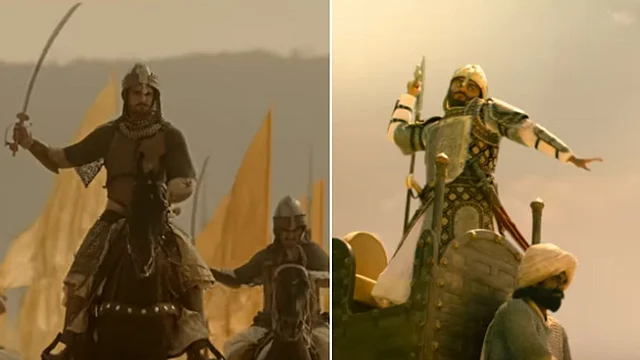 Ranveer Singh as Peshwa Bajirao in <i>Bajirao Mastani</i>; Arjun Kapoor as Sadashiv Rao Bhau in <i>Panipat</i>.