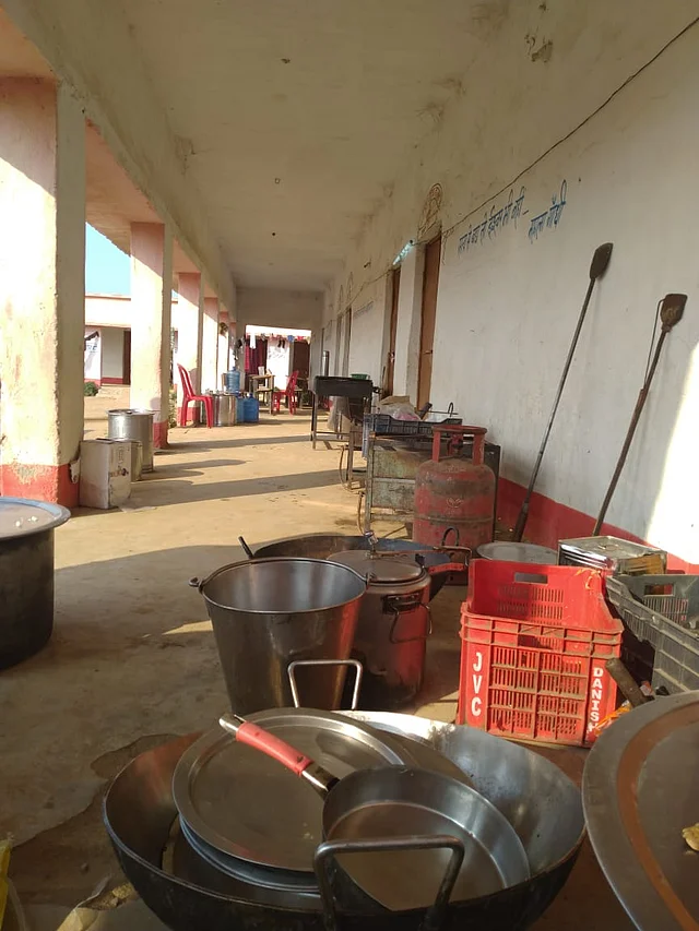 School corridor turned into kitchen.