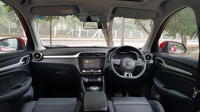 The interiors of the MG ZS EV come with soft-touch plastics and leatherette. 