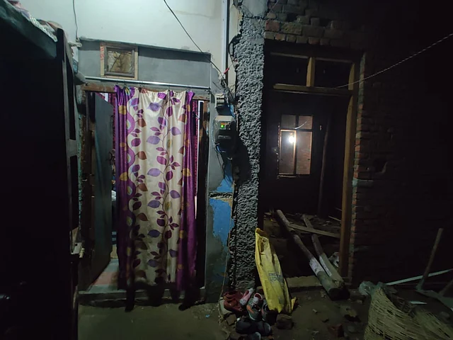 Muraad’s family is engaged in daily-wage labour. They live in two small rooms behind the curtain, without a door.