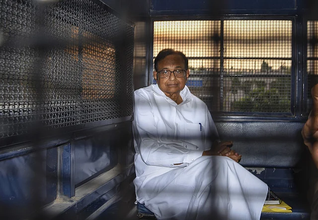 Senior Congress leader and former Finance Minister P Chidambaram after being produced in the Rouse Avenue Court in connection with the INX Media corruption case, in New Delhi, 15 October 2019. The former finance minister remained in custody for 106 days before he was granted bail by the Supreme Court.