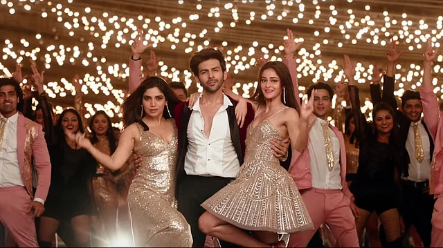 Kartik Aaryan, Bhumi Pednekar and Ananya Panday in <i>Pati Patni Aur Woh</i>.