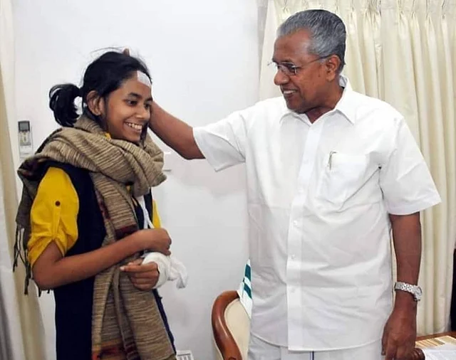 JNUSU President Aishe Ghosh meets Kerala CM Pinarayi Vijayan.