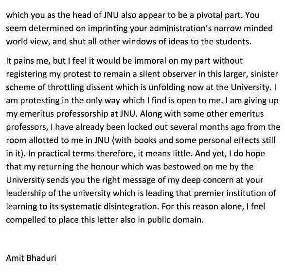 Page one of Amit Bhaduri’s letter.