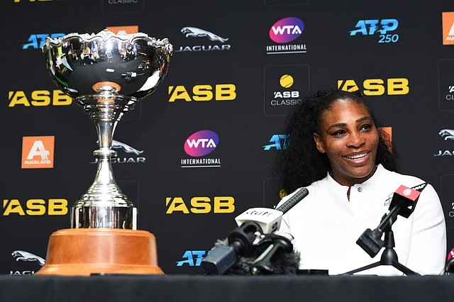 United States Serena Williamstalks to media after winning her finals singles match against United States Jessica Pegula at the ASB Classic in Auckland, New Zealand, Sunday, Jan 12, 2020.